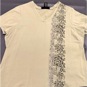 Venezia 18/20 V Neck Tee with embellishments -Light Olive Green